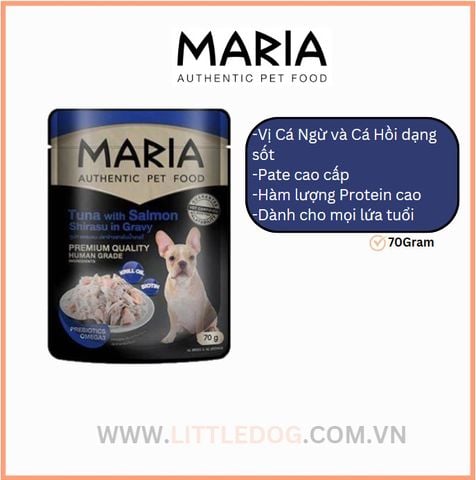 MARIA Pate Chó Vị CáNgừ&CáHồi-Dog Tuna,Salmon Shirasu in Gravy 70g