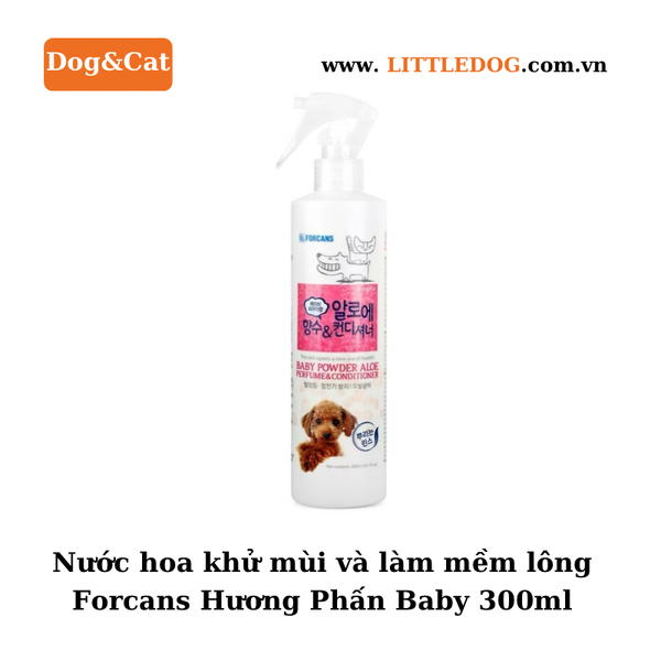 Forcans Nước hoa khử mùi và mềm lông cho chó mèo 300ml (Hương hoa cỏ/Baby Powder)