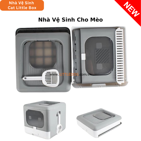 Nhà Vệ Sinh Cho Mèo Size Lớn 2 Cửa - Ngăn Kéo Dưới - Có Thể Gấp Gọn