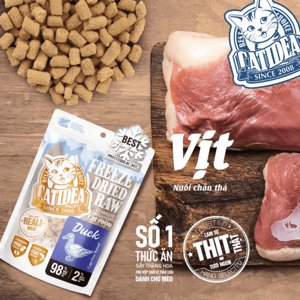 Thức Ăn Thịt Tươi Sấy Thăng Hoa Cho Mèo - CATIDEA Freeze-Dried Raw