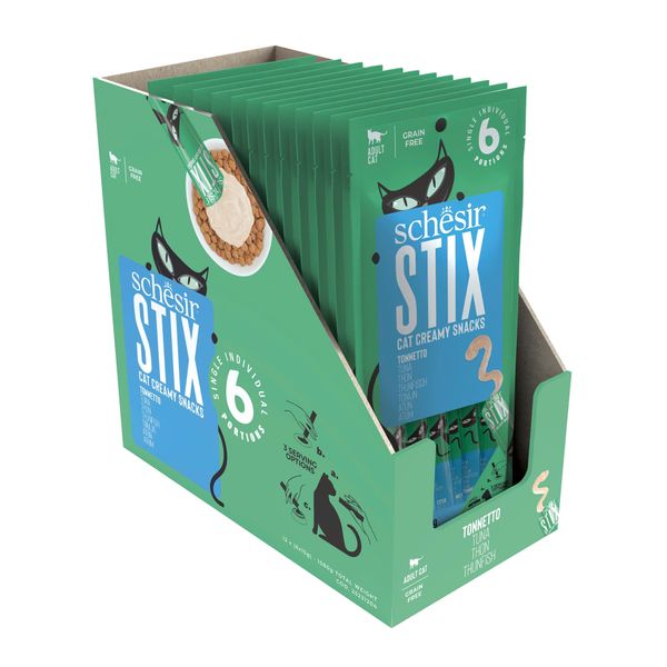 Que Súp Thưởng Mèo Schesir Stix – Thưởng Mềm Dạng Kem Dành Cho Mèo (6x15g)