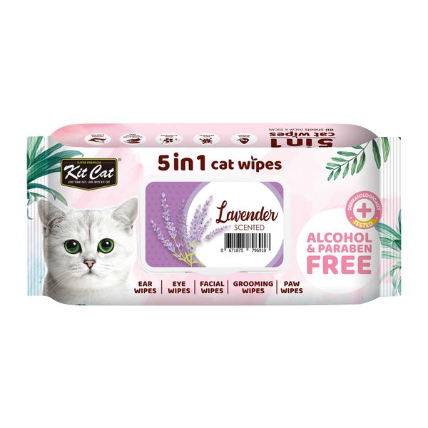 KIT CAT Khăn Giấy Uớt HươngLavender- 5in1 Wipes Lavender