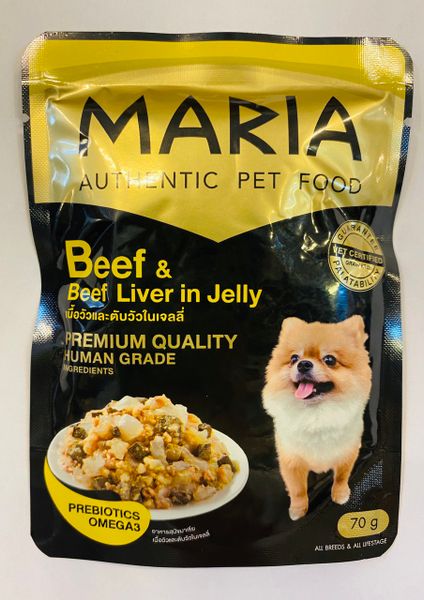 MARIA Pate Chó Vị Bò&GanBò-Dog Beef&Beef Liver in Jelly 70g