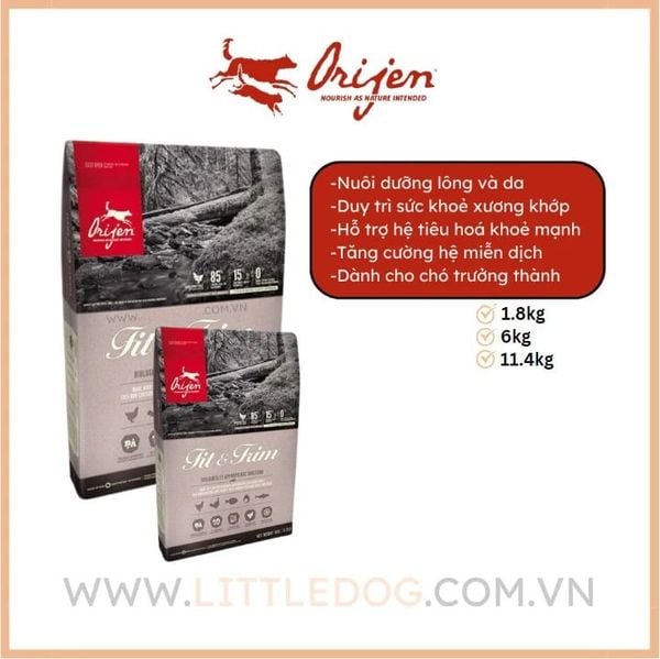Thức Ăn Hạt Cho Chó - Orijen Dog Fit&Trim - 1.8kg/6kg/11.4kg