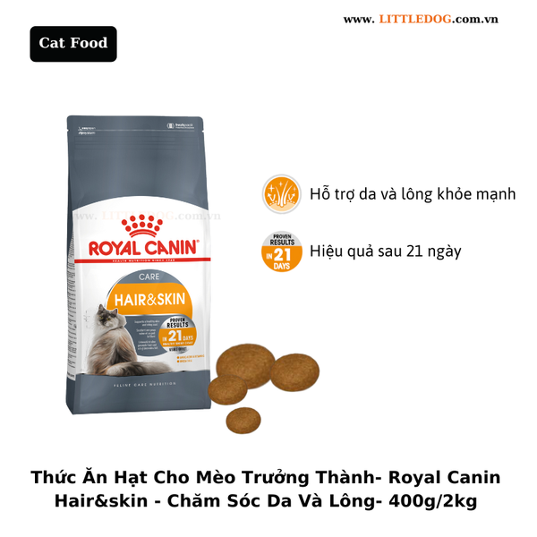 Thức Ăn Hạt Cho Mèo Trưởng Thành - Royal Canin Cat Hair&Skin - Chăm Sóc Da Và Lông - 400g/2kg