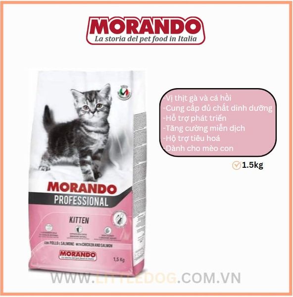 Morando Proressional Kitten Gà và Cá Hồi - Thức ăn khô cho mèo 1.5kg