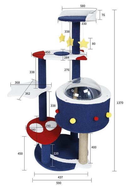 Trụ Cào Mèo YC Không Gian - YC Cat Tree Blue TK-4