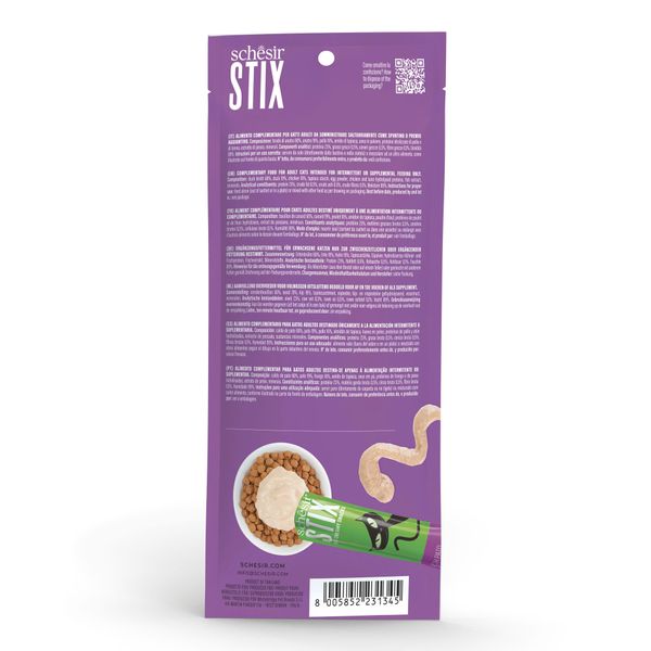 Que Súp Thưởng Mèo Schesir Stix – Thưởng Mềm Dạng Kem Dành Cho Mèo (6x15g)