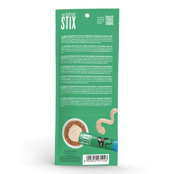 Que Súp Thưởng Mèo Schesir Stix – Thưởng Mềm Dạng Kem Dành Cho Mèo (6x15g)