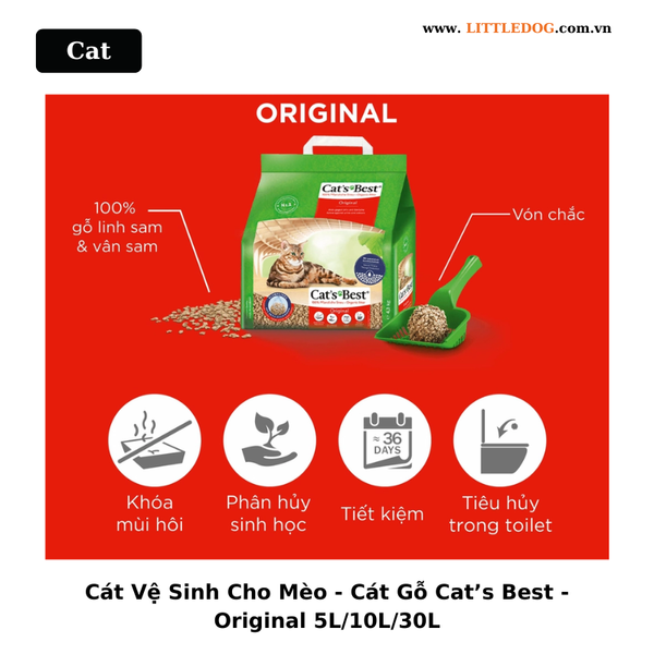 Cát Vệ Sinh Cho Mèo - Cát Gỗ Cat’s Best Original - 5L/10L/30L
