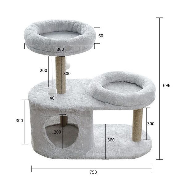 Trụ Cào Mèo YC Xám - YC Cat Tree Grey BT-1