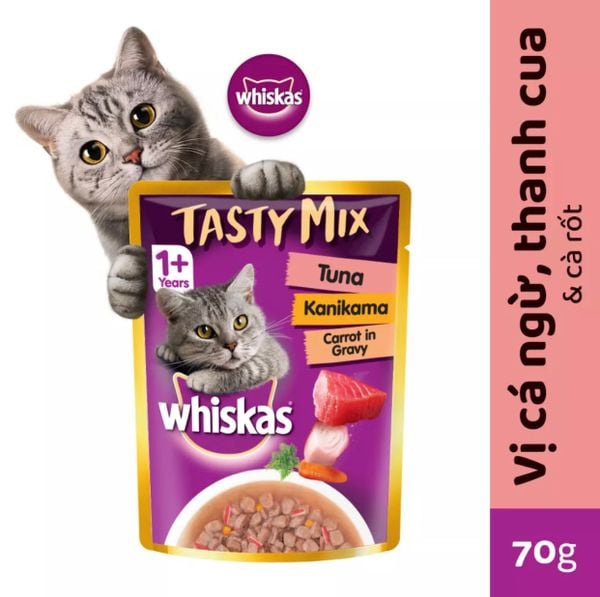 Pate Whiskas Tasty Mix In Gravy - Thịt Nấu Sốt Cho Mèo 70g