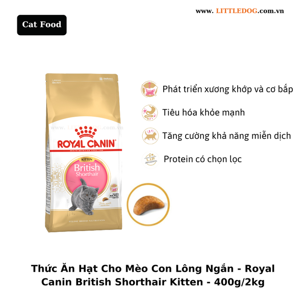 Thức Ăn Hạt Cho Mèo Con Lông Ngắn - Royal Canin Kitten British Shorthair - 400g/2kg