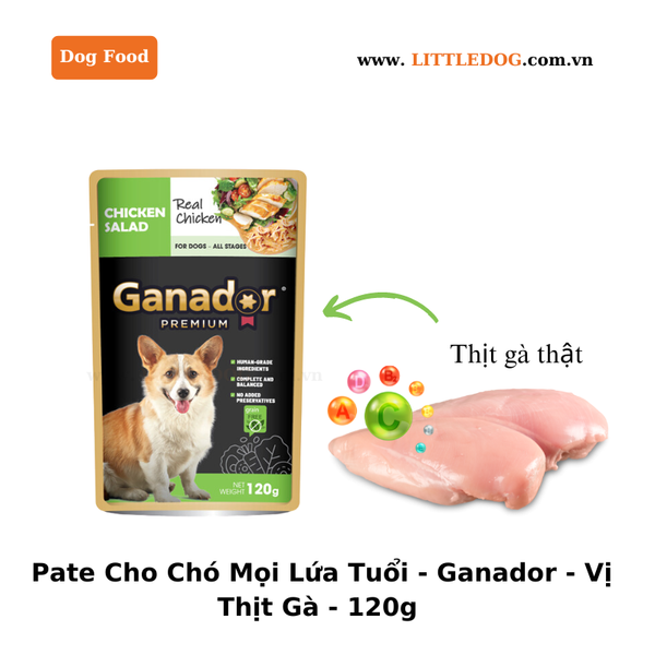 Pate Cho Chó Mọi Lứa Tuổi - Ganador - Vị Thịt Gà - 120g