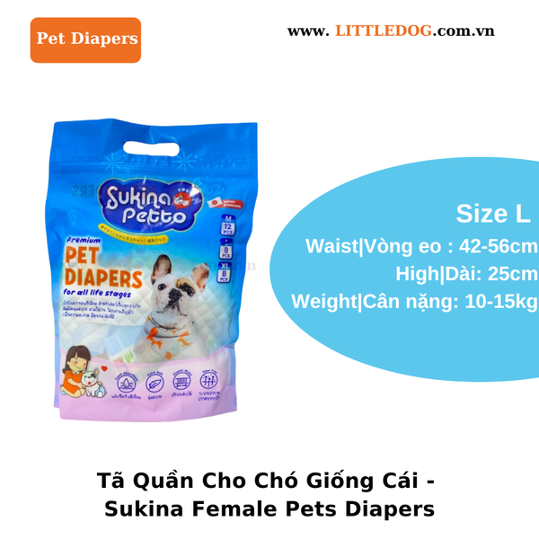Tã Quần Cho Chó Cái - Sukina Petto - Female Pet Diaper ( XSSS-XL)