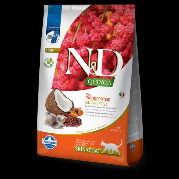 Hạt Cho Mèo Trưởng Thành N&D Quinoa – Hỗ Trợ Da & Lông Khỏe Mạnh