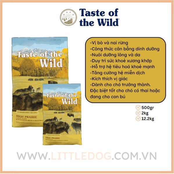 Taste Of The Wild Dog High Prairie 2kg - Vị Bò&Nai Rừng