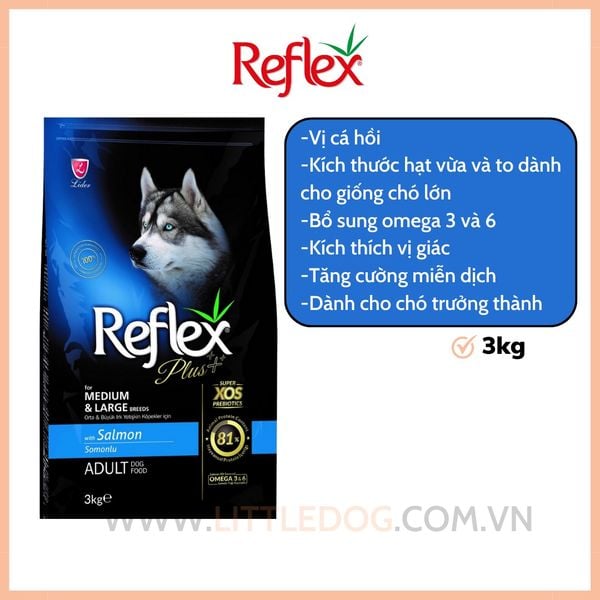Reflex Giống Vừa & Lớn vị Cá Hồi - Medium & Large Breed Adult Salmon (3kg)