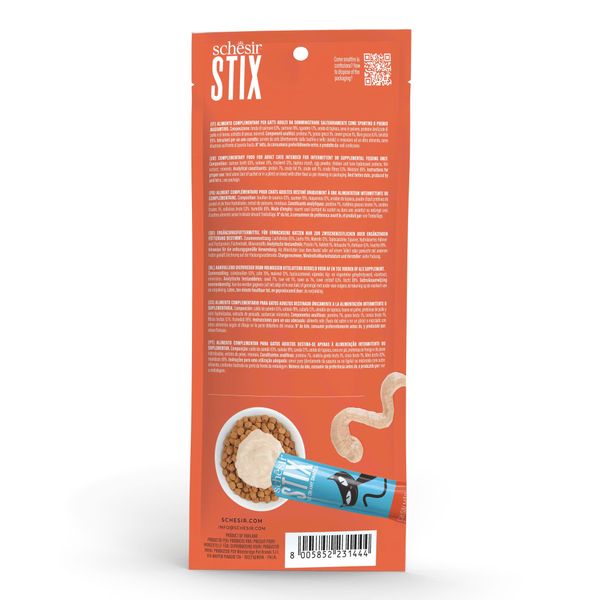 Que Súp Thưởng Mèo Schesir Stix – Thưởng Mềm Dạng Kem Dành Cho Mèo (6x15g)
