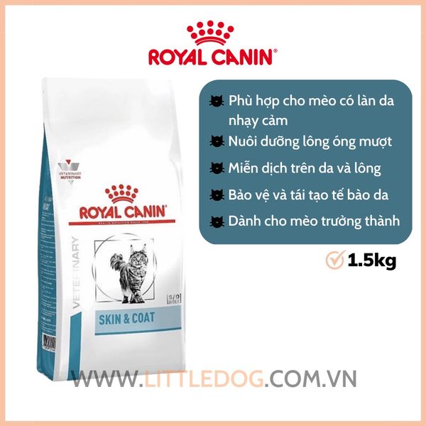 Thức Ăn Hạt Cho Mèo - Royal Canin Skin & Coat - Hỗ Trợ Mèo Viêm Da Và Rụng Lông - 1.5kg