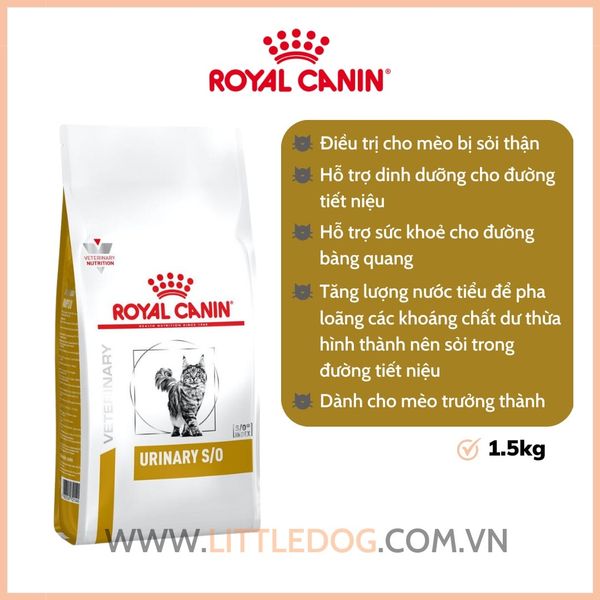 Thức Ăn Hạt Cho Mèo - Royal Canin Urinary S/O - Cho Mèo Bị Sỏi Thận - 1.5kg
