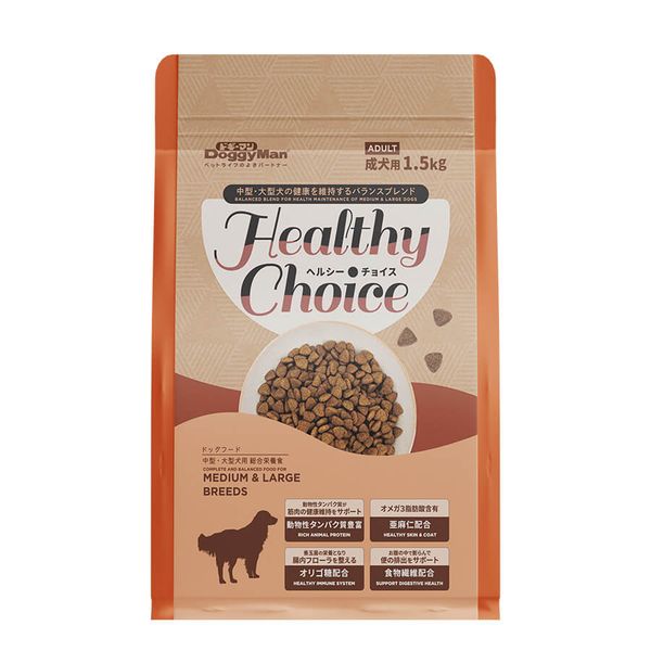 DoggyMan - Thức Ăn Hạt Healthy Choice Cho Chó Trưởng Thành Giống Vừa & Lớn – 400g/1,5kg