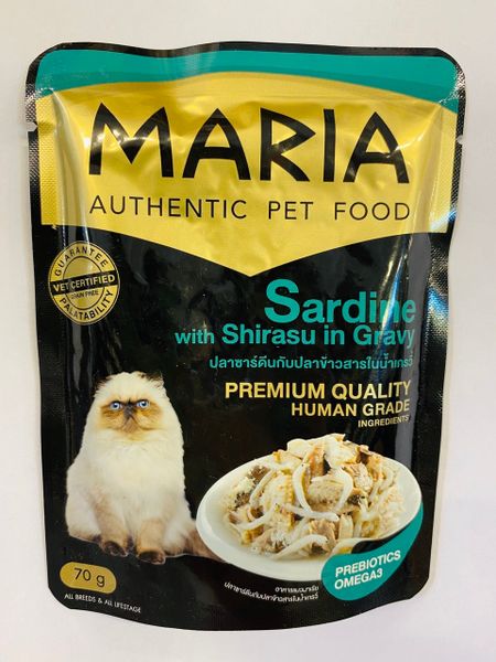 MARIA Pate Mèo Vị CáMòi&CáCơm-Cat Sardine Shirasu in Gravy 70g