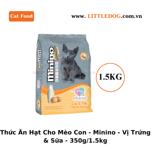 Thức Ăn Hạt Cho Mèo Con Minino - Vị Trứng Sữa - 350g/1.5kg