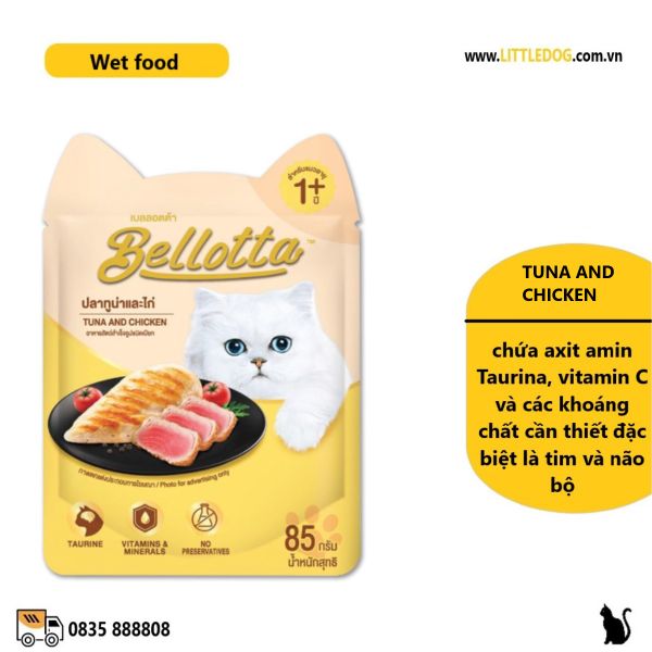 BELLOTTA VỊ CÁ NGỪ&GÀ- TUNA&CHICKEN IN JELLY 85g