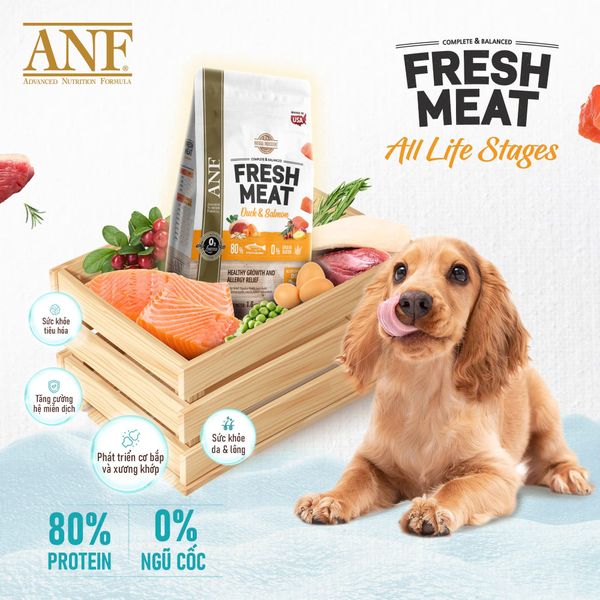 ANF FRESH MEAT - Thức ăn hạt cho chó mọi lứa tuổi 1.6kg