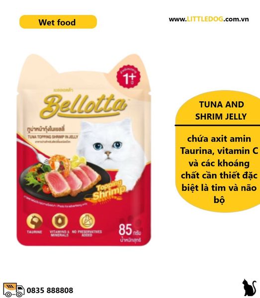 BELLOTTA VỊ CÁ NGỪ&TÔM- TUNA&SHRIM IN JELLY 85g