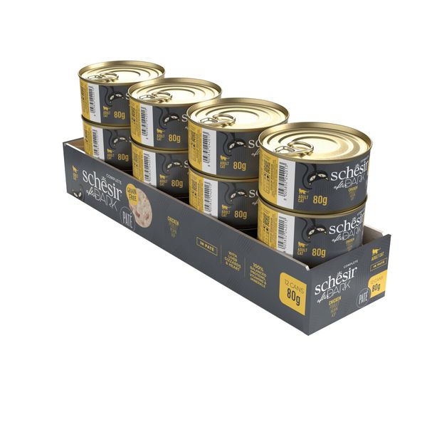 Pate Cho Mèo Schesir Dạng Pate Lon 80g – 4 Hương Vị Thơm Ngon Dạng Thịt Xay Mịn Với Nước Hầm