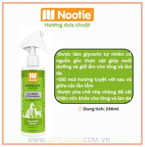 Nootie Xịt Dưỡng Hương Dưa Chuột - Conditioning & Moisturizing Spray-Cucumber Melon 236ML