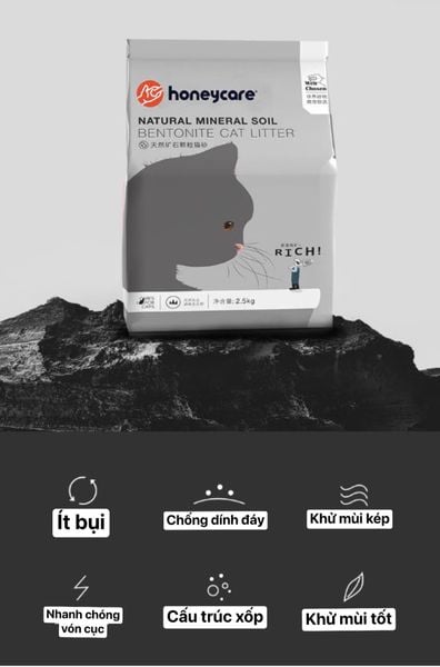 Cát Vệ Sinh Cho Mèo - Honey Care Natural Mineral Soil Bentonite - 2.5kg