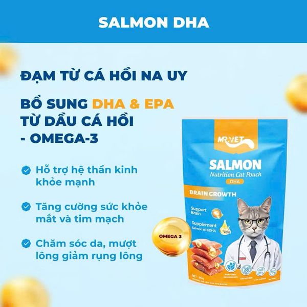 Pate Cho Mèo Mr.Vet - Vị Cá Ngừ Và Cá Hồi (70g)