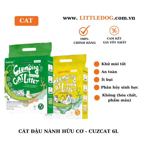 Cát vệ sinh hữu cho cơ cho mèo- Cuzcat- 6L