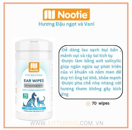 NOOTIE EAR WIPES (SWEET PEA & VANILLA)- Khăn giấy vệ sinh Tai (70pcs)