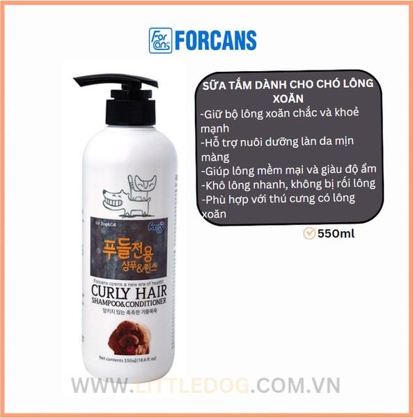 Forcans Sữa Tắm Dành Cho Chó Lông Xoăn 550ml