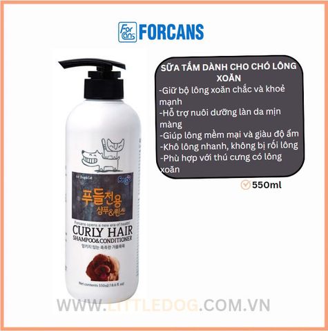 Forcans Sữa Tắm Dành Cho Chó Lông Xoăn 550ml