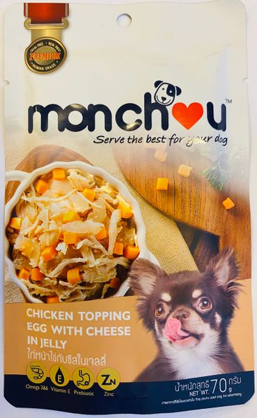 MONCHOU Chó Vị Gà,Trứng&PhôMai-Dog Pate Chicken,Egg&Cheese Jelly 70g