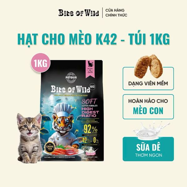 Thức Ăn Cho Mèo Con Cao Cấp Bổ Sung Sữa Dê - Bite Of Wild Kitten K42 - 1Kg