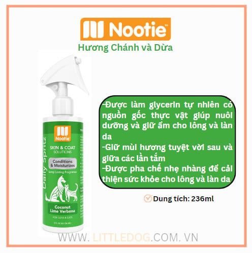 Nootie Xịt Dưỡng Hương Chanh Dừa-Conditioning & Moisturizing Spray – Coconut Lime Verbena 236ML