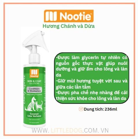 Nootie Xịt Dưỡng Hương Chanh Dừa-Conditioning & Moisturizing Spray – Coconut Lime Verbena 236ML