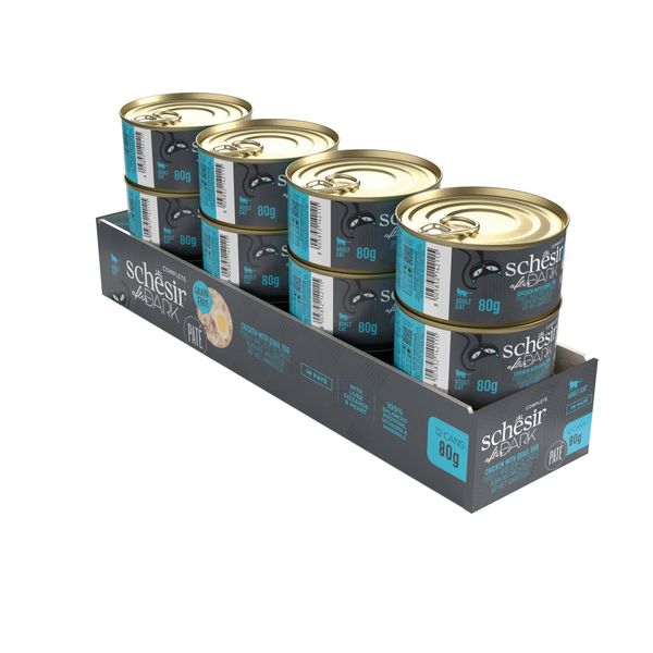 Pate Cho Mèo Schesir Dạng Pate Lon 80g – 4 Hương Vị Thơm Ngon Dạng Thịt Xay Mịn Với Nước Hầm