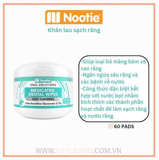 Nootie Dental Wipes For Dog - Khăn Ướt Sạch Răng Cho Chó