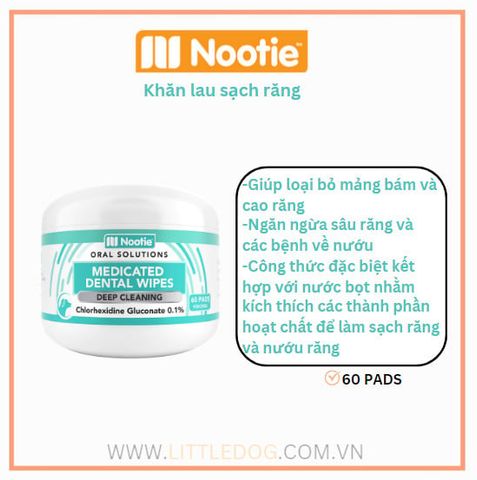 Nootie Dental Wipes For Dog - Khăn Ướt Sạch Răng Cho Chó
