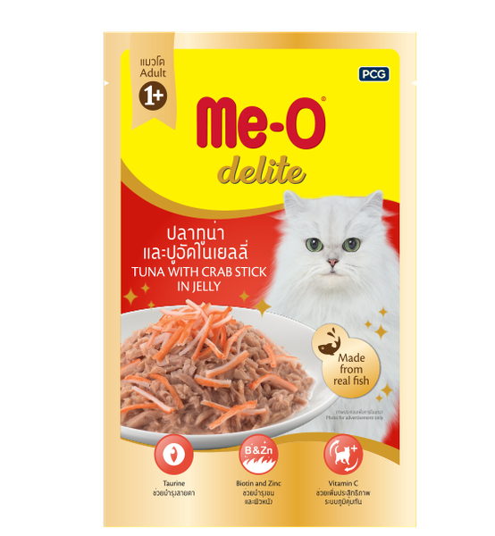 ME-O DELITE VỊ CÁ NGỪ VÀ THANH CUA-TUNA&CRAB STICK IN JELLY 70G