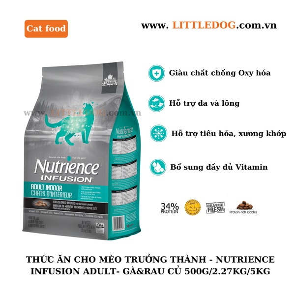 Thức Ăn Hạt Cho Mèo Trưởng Thành - Nutrience Infusion - Vị Thịt Gà Và Rau Củ - 500g/2.27kg/5kg