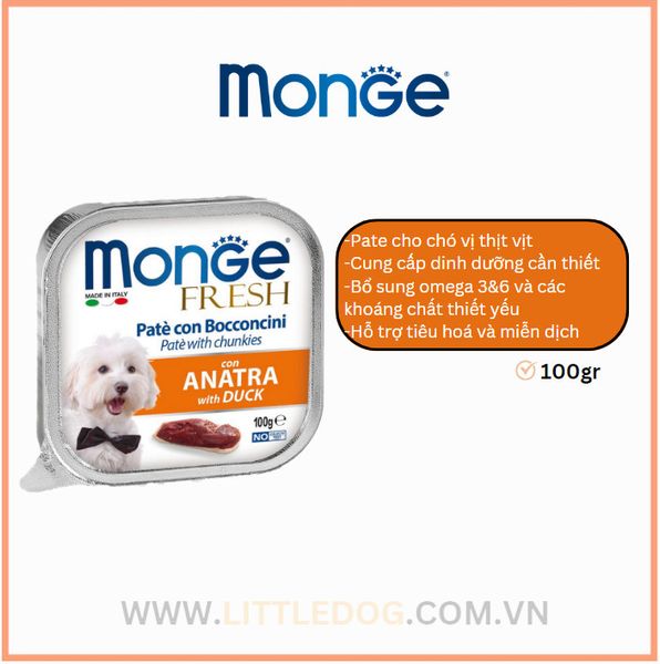 Pate Monge Cho Chó Vị Thịt Vịt | Duck 100g - xuất xứ Ý