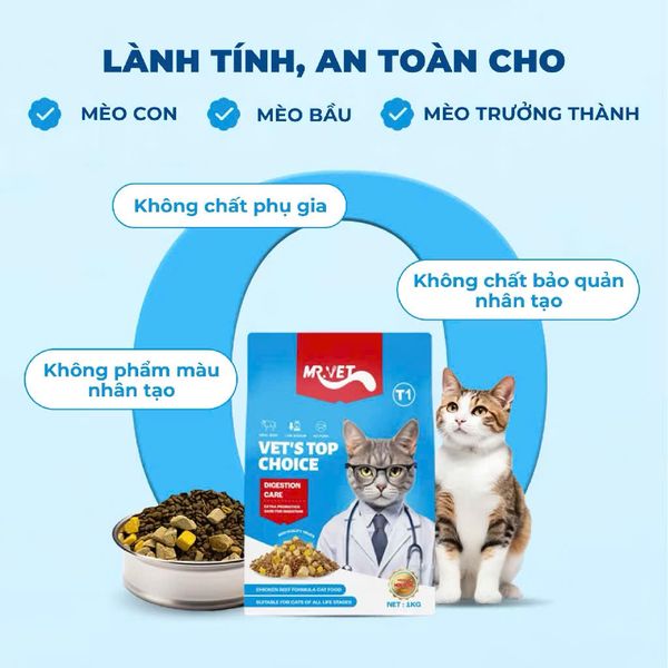 MR.VET T1 – Hạt Holistic Cho Mèo (1KG)